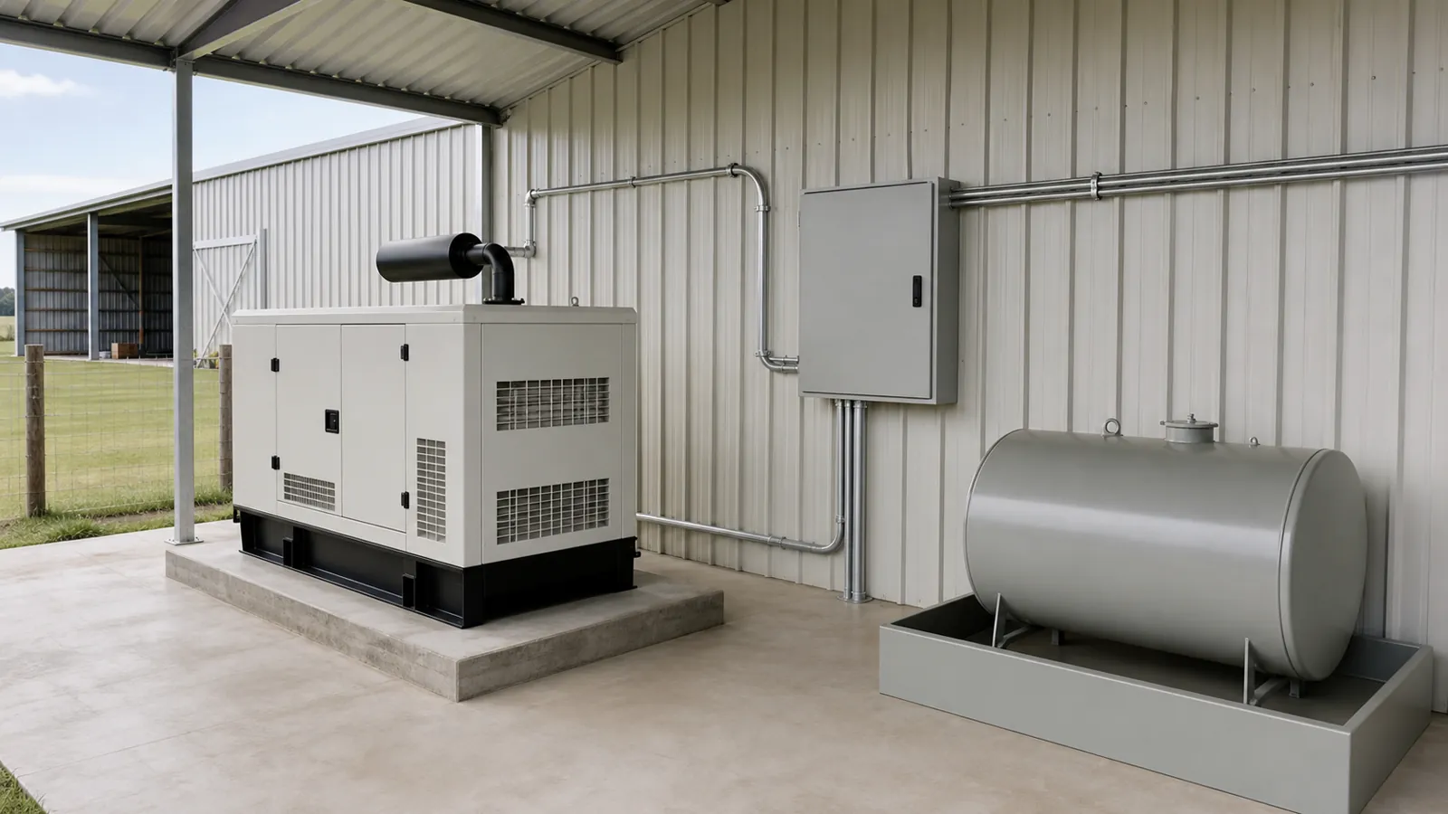 Gerador diesel em propriedade rural